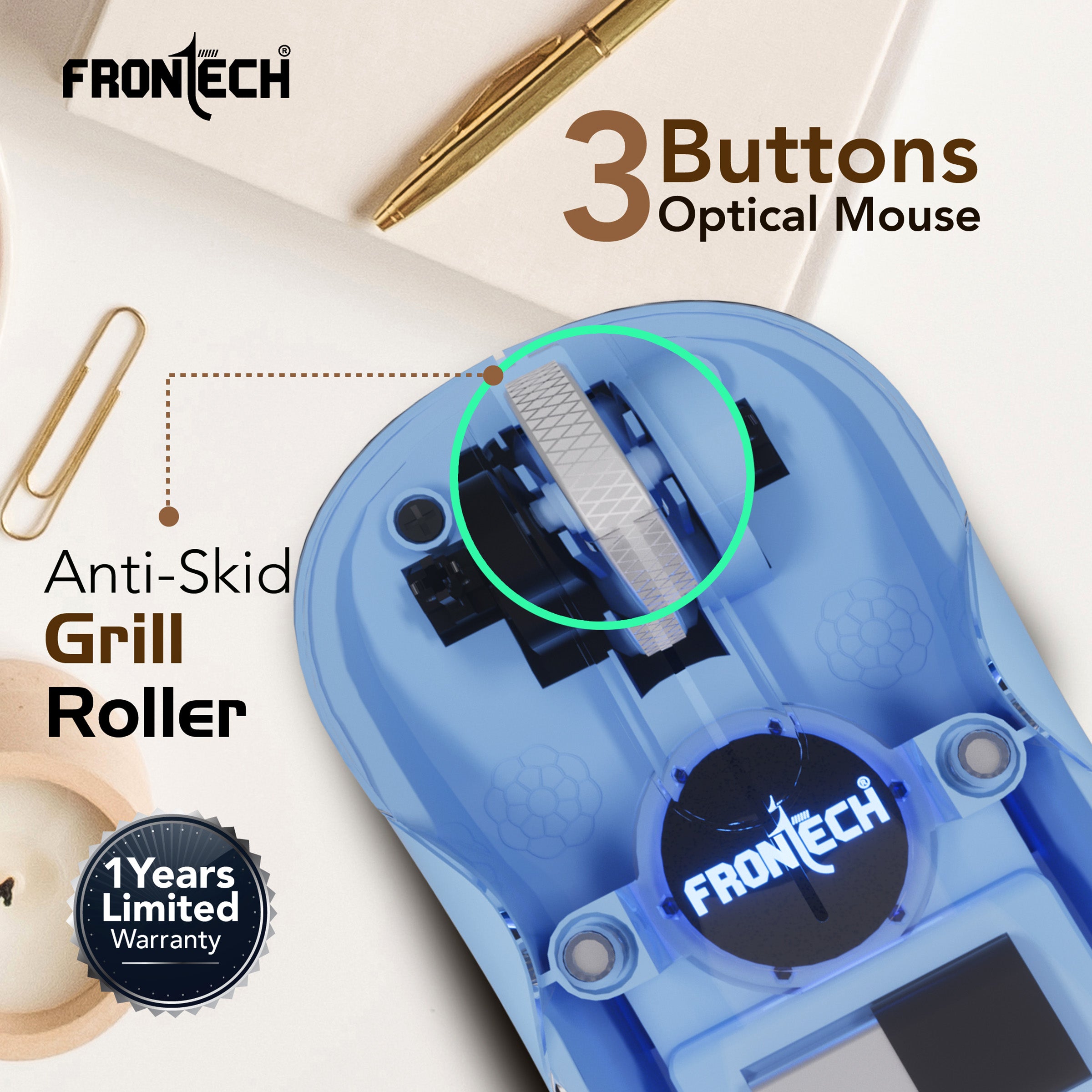 Frontech Transparent Mouse | 4800DPI | Dual Receivers |300mAh Rechargeable Battery| Wireless Ergonomic Optical Mouse with Bluetooth (USB 2.0, Type C, Blue) Frontech Transparent Mouse | 4800DPI | Dual Receivers |300mAh Rechargeable Battery| Wireless Ergonomic Optical Mouse with Bluetooth (USB 2.0, Type C, Blue)